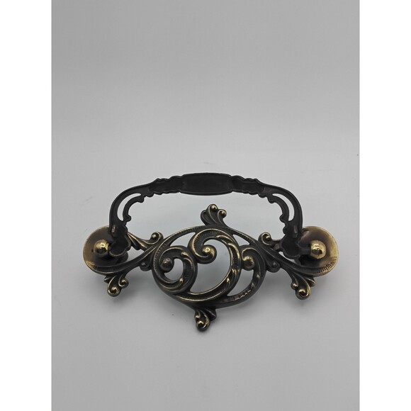 Vintage Ornate Antique Brass  Drop Bail Furniture Cabinet Drawer Pulls Victorian - Picture 8 of 8